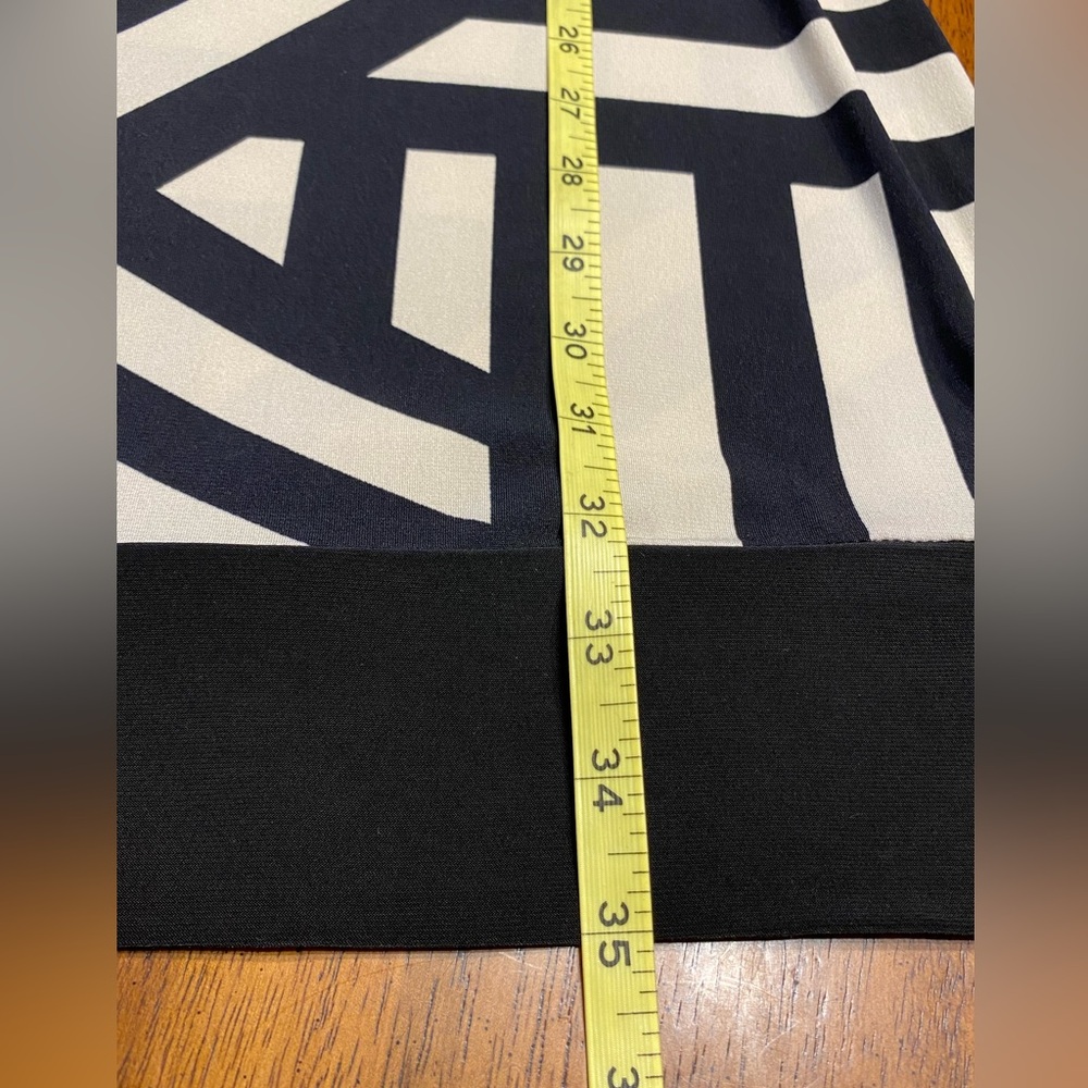 Bisou Bisou Black & Tan Geometric sheath Dress  size small Woven belt. - Picture 14 of 14